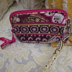 Vera Bradley Pink and Brown Wristlet